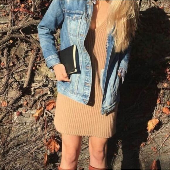 Madewell Camel Merino Wool Tunic Knit Sleeveless Tank Sweater Dress Size Small - Picture 2 of 12